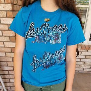 Las vegas vintage 90s tee shirt retro 100% cotton womens small poker cards casin